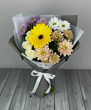 Букет цветов из:  Розы, Герберы и Хризантемы в Юрово