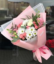 Букет цветов из:  Розы, Лизиантусы и Хризантемы в Юрово