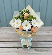 Букет цветов из:  Герберы, Розы и Хризантемы в Юрово